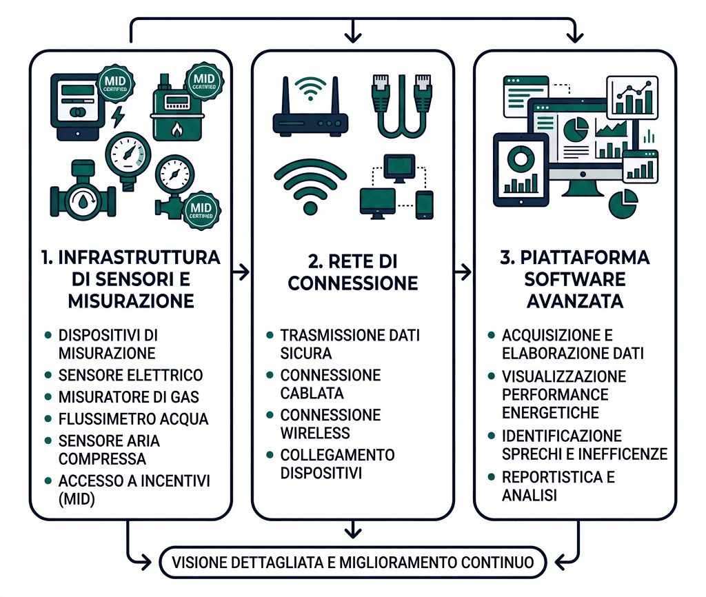 Pilastri del monitoraggio energetico industriale Pilastri del monitoraggio energetico industriale